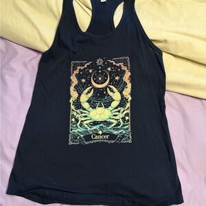 Next Level Apparel Black Tank Top with Pastel Crab Cancer Graphic zodiac